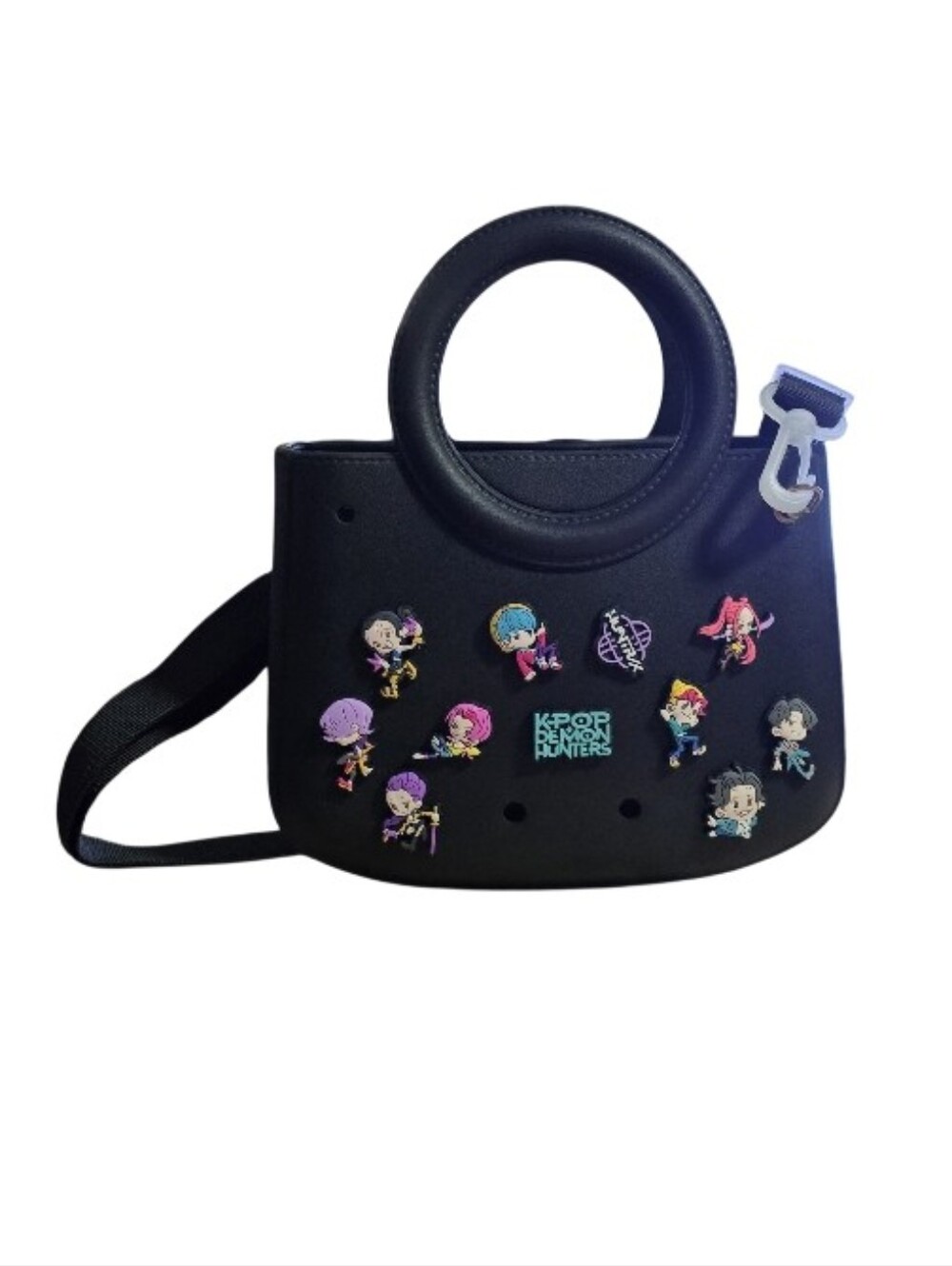 Black Crossbody Bag with Character Pins - KPOP Demon Hunters Style